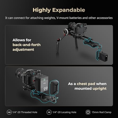 Image of SmallRig Universal 15mm Shoulder Pad Support + 12 Inches (30 cm) Aluminum Alloy 15mm Rod