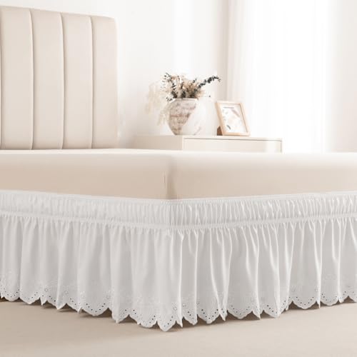 JIAOZUOSIGA 15-Inch White Eyelet Bed Skirt