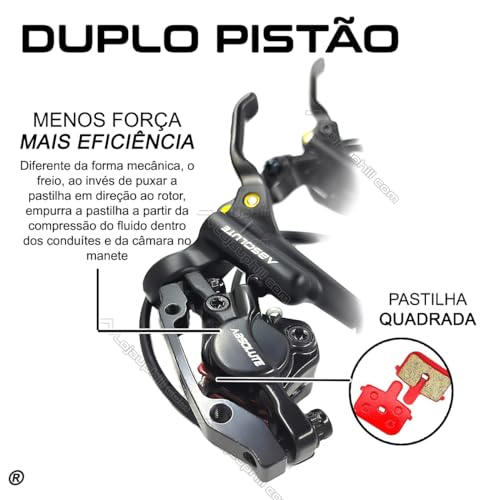 Freio Disco Hidráulico Absolute Dxu-1901 C/discos Mountain Bike Ciclismo Dianteiro e Traseiro Pastil