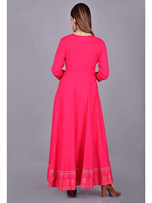 Image of JAYROSH Women's Embroidered Rayon Anarkali Kurta Gown | Flared Kurti for Women & Girls