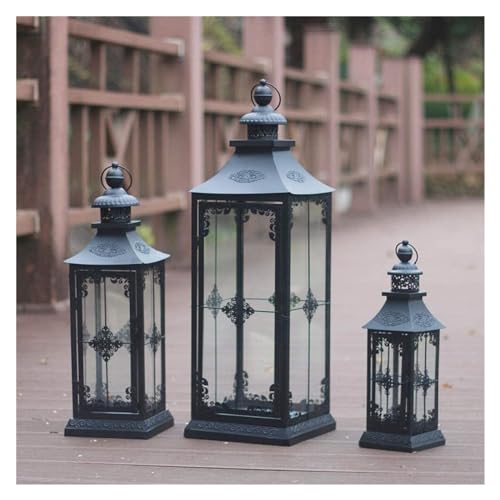 Lanternes en fer noir de style minimaliste, objets de décoration en métal épuré