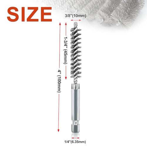 Image of 5Pcs 3 /8 inch Stainless Steel Wire Bore Brush for Power Drill Cleaning