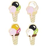 VEINTI+1 Ice Cream Pins Cute Dessert Enamel Brooch Set Candy Lapel Pins for Backpack Clothes Hat Jacket Badge Gifts(3 color Ice Cream 4pcs/set)