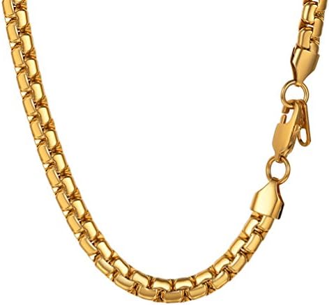 PROSTEEL Uomo Collana Catena Scatola Piatta Grande Robusta Sottile, Larghezza 4 mm 6 mm, Acciaio Inossidabile/Placcato Oro 18K, Stile Hip Hop Punk, Argento Nero Oro, Regalo Perfettto (con Confezione) PROSTEEL Uomo Collana Catena Scatola Piatta Grande Robusta Sottile, Larghezza 4 mm 6 mm, Acciaio Inossidabile/Placcato Oro 18K, Stile Hip Hop Punk, Argento Nero Oro, Regalo Perfettto (con Confezione)
