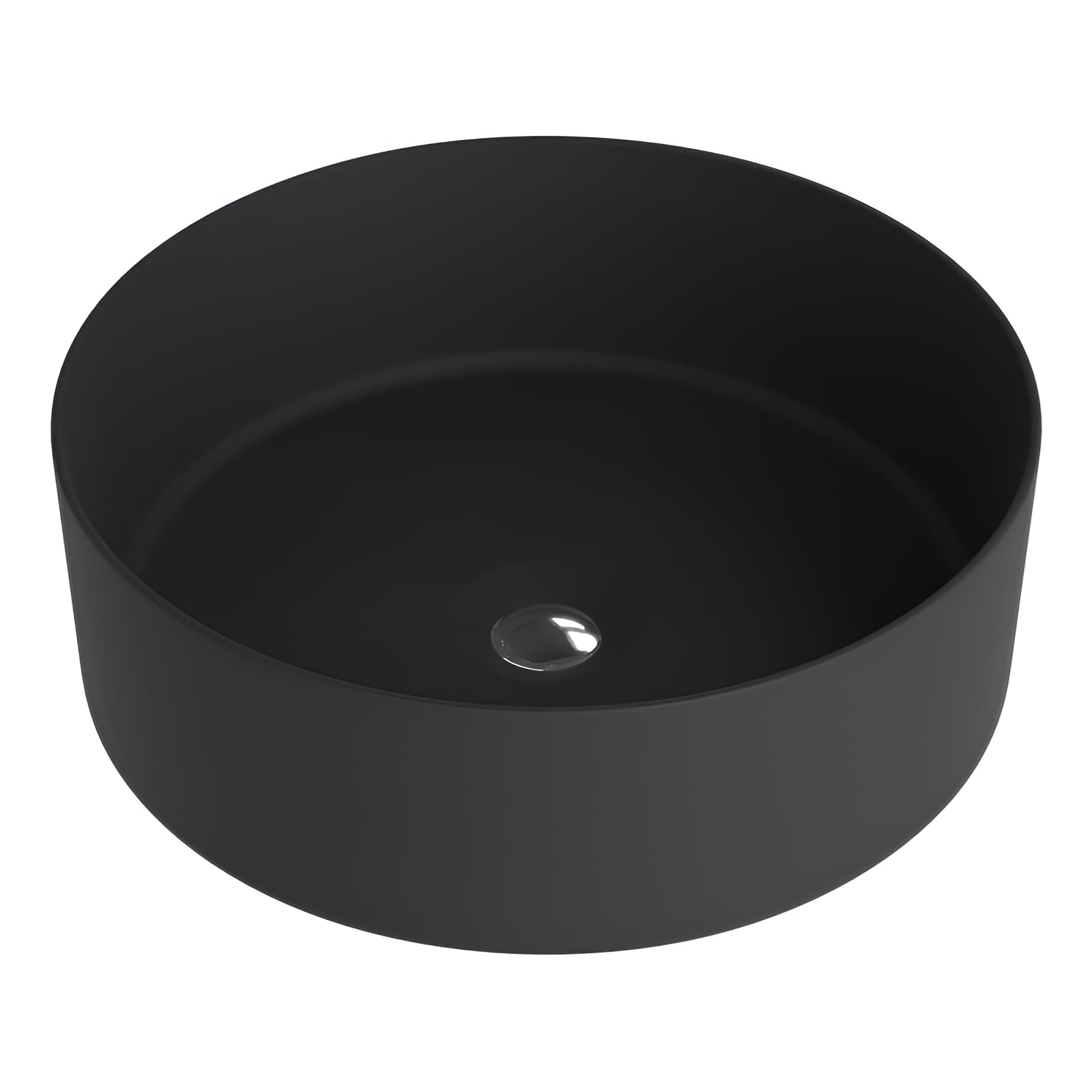 LAVITA Merida Black countertop washbasin Round Sink Without Overflow and tap Hole Ceramic countertop Basin Modern Bathroom Sink 37 x 37 x 12 cm, Matt Black