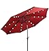 RELAX4LIFE Sonnenschirm Ø3M, Gartenschirm mit LED, Marktschirm Sechseck, Terrassenschirm mit Kurbelmechanismus, Kurbelschirm UV-beständig und Wasserabweisend, Ampelschirm Metallstruktur (Rot)