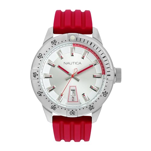 Image of Nautica Round 47mm Silver-Tone Dial Analog Men Watch - NAPMYF314
