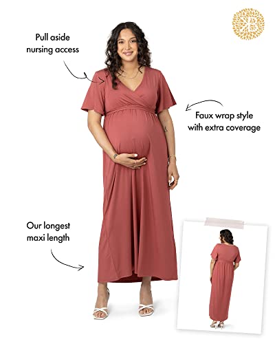 Kindred Bravely Maternity Maxi Wrap Dress | Maternity Baby Shower Dress For Photoshoot (Terracotta, Small) #TOP1