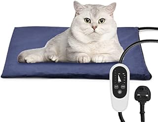 NICREW Pet Heating Pad with Auto Shut Off, Electric Pet Heated Bed Mat for Cats and Dogs, Temperature Adjustable, MET Safety Listed, Blue, 40 x 45 cm