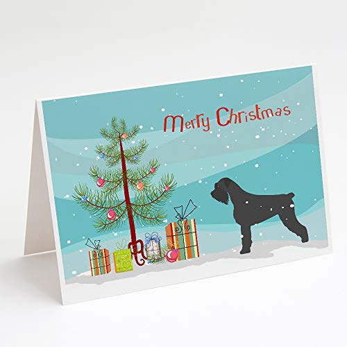 Caroline's Treasures BB2991GCA7P Giant Schnauzer Merry Christmas Tree Greeting Cards and Envelopes Pack of 8 Blank Cards with Envelopes Whimsical A7 Size 5x7 Blank Note Cards