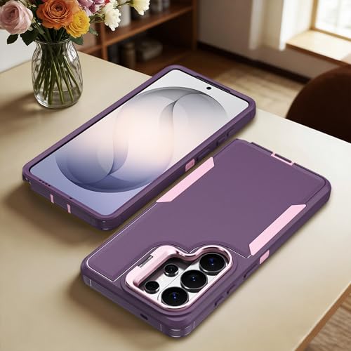 Coque Samsung S26 fine noire avec protection d'objectif en métal et béquille