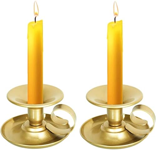 Retro Iron Taper Candle Holder, Set of 2, Simple Black Candlestick Holders Candlelight Stand for Halloween Christmas Dining Room Home Decoration Display