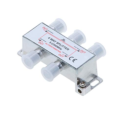 4 Way Bi-Directional 5-2300 Mhz Coaxial Antenna Splitter For Rg6 Rg59 Coax Cable Satellite Hdtv Corrosion Resistant (4 Ports) #TOP3