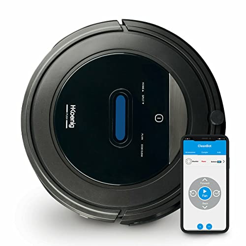 H.Koenig Robot aspirapolvere Wifi+ e Pulitore lavapavimenti SWRC110 Watermop, Intelligente, Potente, Silenzioso, Veloce, Grande Autonomia 100min, 4 cicli, filtro HEPA, rilevamento ostacoli