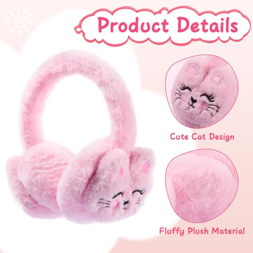 Girls Ear Muffs Cute Cat Earmuffs Winter Plush Ear Warmer Outdoor Ear Covers for Kids3