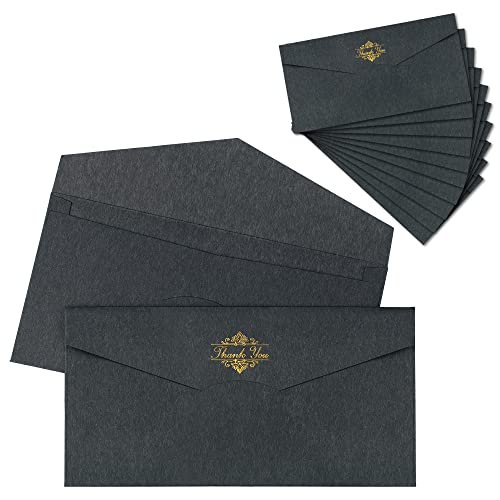 DRWSSR Envelope preto vintage engrossado de papel especial, 10 peças, 