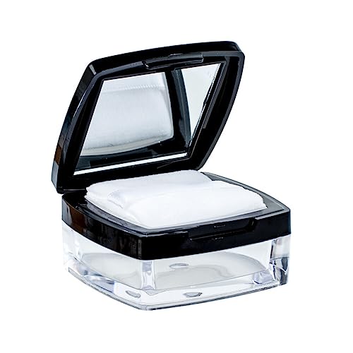 Empty Black Square 10ml Make-up Loose Powder Container Case with Mirror Sifter Lid and Powder Puff Glitter Powder Foundation Cosmetic Box Jar for Home and Travel