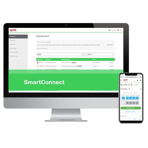 Image of APC 1000VA Smart UPS with SmartConnect, SMC1000C Sinewave UPS Battery Backup, AVR, 120V, Line Interactive Uninterruptible Power Supply