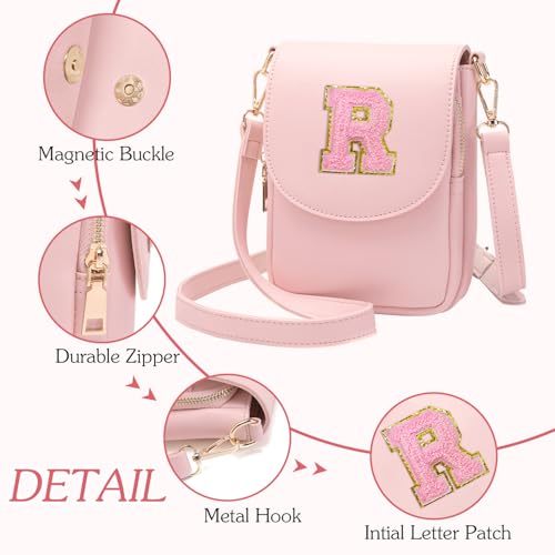 Image of Viverte Crossbody Purse for Teen Girls Small Initial Cell Phone Toddler Purse Leather Triple Compartment Crossbody Bags