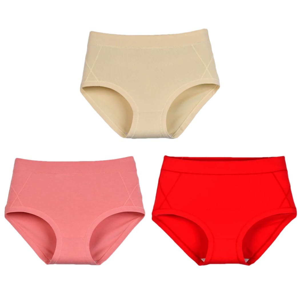 Mutandine da donna in cotone a vita alta, intimo da donna, 3 pezzi, 8 (UK), L, 8 (Regno Unito), L