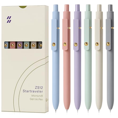 FIOVER Gel Pens, 6pcs 0.7mm Fine Point Black Ink, Quick Dry Smooth Writing Pens for Journaling,...