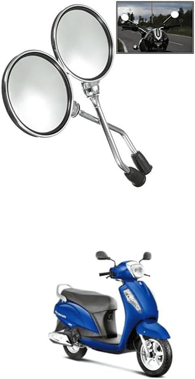 Universal Round Handlebar Rearview Mirror Rotatable & Adjustable Design Steel Chrome Rear View Round Mirrors Handle Grip End front Side Mirror Handle Bar Edge Comfortable With Acc-ess