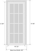 Vista 6 de Interior sólido francés 32 x 84 pulgadas Lucia 22 negro mate con vidrio esmerilado Marco de panel individual regular manija Baño dormitorio