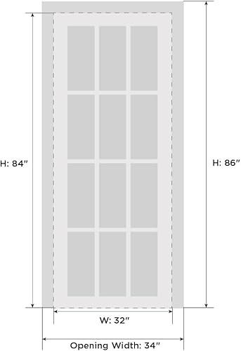 Miniatura 6 de VDOMDOORS Puerta francesa maciza de vidrio opaco, 2 lites, 32 x 84 pulgadasSete 6222 seda blancamanija de marco de panel regular individualbaño