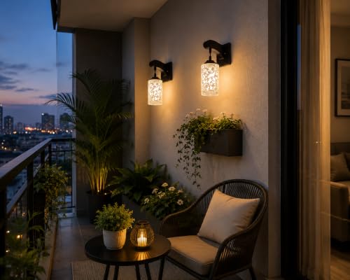 Image of Home Decor Wall Lights Glass Lamp Shade with Premium Finish & E27 Bulb Holder for Living Room, Bedroom, Balcony, Kitchen, Cafes | Decorative Night Lamps Fixtures | Elegant Wall Hanging Lights