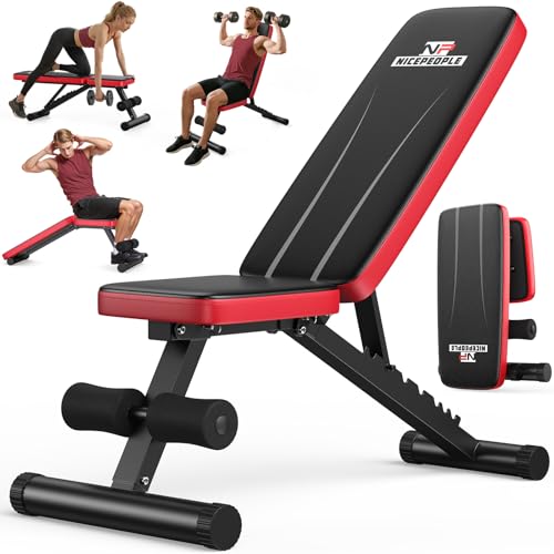 NICEPEOPLE Adjustable Weight Bench for Home Gym, 660LBS Capacity Workout Bench with 8 Backrests for Chest Shoulders Arms, Compact and Foldable Strength Bench for Small Space Apartment Room by NICEPEOPLE - Used condition - US$61.36