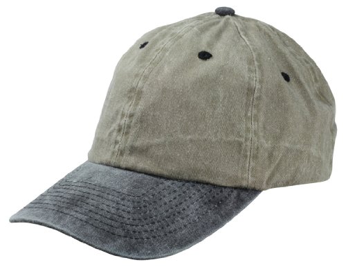 Blank Hat Pigment Dyed Washed Cotton Cap in Black and Khaki