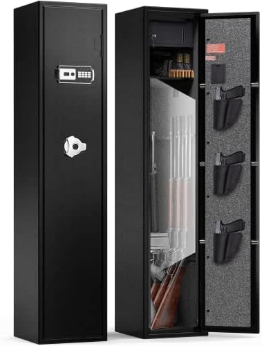 CODFLIC Fireproof 4-6 Gun Rifle Safe, Gun Safes for Home Rifle and Pistols Quick Access Gun Cabinet for Shotguns with Adjustable Pistol Rack, Pockets and Removable Shelf- H54.13"X W11.8"X D11"