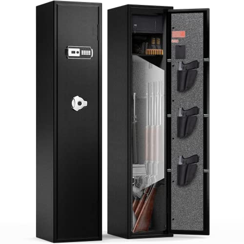 Codflic Fireproof 4-6 Gun Rifle Safe, Gun Safes For Home Rifle And Pistols Quick Access Gun Cabinet For Shotguns With Adjustable Pistol Rack, Pockets And Removable Shelf- H54.13"X W11.8"X D11" #TOP2