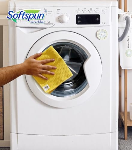 Image of SOFTSPUN Microfiber Waffle Weave Cloths, 40x60 Cms 5 Piece Towel Set 400 GSM Multicolor! Multipurpose Highly Absorbent LintStreak Free Wash Cloth for Home Kitchen Window Stainless Steel.