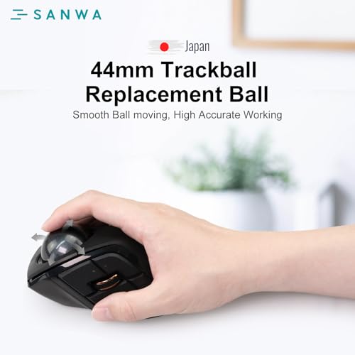 Image of SANWA Trackball 44mm /1.73in, Replacement Ball GMAWBTTB138N /GMATB137, ELECOM DEFT /DEFT PRO, and Other Compatible Trackball Mouse, Glossy Black