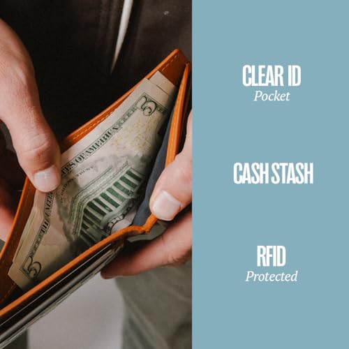 Thread Wallets Cash Bifold Wallet – Slim Vegan Leather Wallet for Men & Women with Clear ID Window, Card Organizer, and Cash Pocket (Jupiter Aqua)3