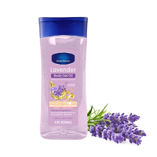 Lavendel Body Gel für strahlende Haut, Aufhellendes Körpergel gegen dunkle Flecken, Feuchtigkeitsspendendes Gel mit Lavendelöl, Straffende Körperpflege zur Förderung der Durchblutung, 200ml