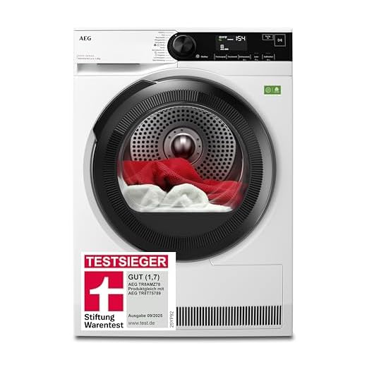 AEG Wärmepumpentrockner 8kg, Testsieger der Stiftung Warentest 2025, neue Energiekl. B, Serie 8000 AbsoluteCare Wolle- & Seidetrocknung, Reversierautomatik für Knitterschutz, Innenbeleuchtung TR8AMZ78