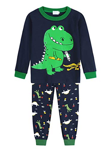 WonderBabe pijama bebe menino pijama de dinossauro de algodão 2 Peças estampado conjunto criança A84
