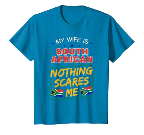 My Wife is South African South Africa Heritage Roots Flag T-Shirt, Youth, Sapphire Blue, 2T