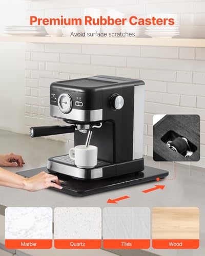 Image of VEVOR Appliance Slider, Large 16 x 12-inch, Rolling Sliding Tray with Silent Rubber Wheels & Hollow Handle, Easy to Clean, Appliance Rolling Tray for Coffee Maker, Kitchen Countertop, Black