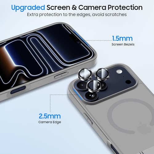 Coque iPhone 17 Pro Max antichoc silicone gris mat compatible MagSafe et support - 5