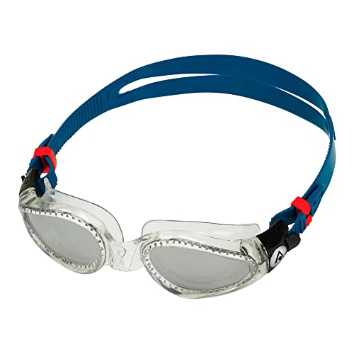 Aqua Sphere Kaiman Adult Swimming Goggles - The Original Curved Lens Goggle, Comfort & Fit For The Active Swimmer | Unisex Adult, Silver Titanium-Mirrored Lens, Clear/Petrol Frame (Ep3000098Lms) #TOP2