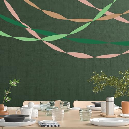 Image of 8 Rolls Crepe Paper Streamers, Rose Gold and Green Streamers Party Decorations for Birthday Baby Shower Wedding Bachelorette Party Bridal Shower Engagement Woodland Safari Spring