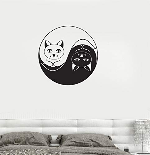 DOUYUAN Animal Vinyl Decal Yin Yang Kat Dao Taoism Zen Dormitorio Decoración Linda Etiqueta de La Pared para Niños Habitaciones de Bebé 42x42cm