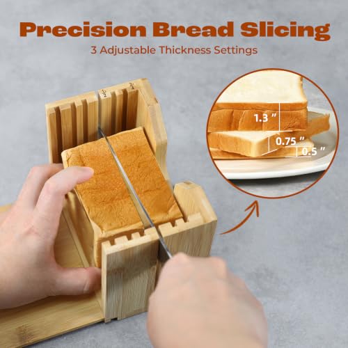 Image of Piklohas 2026 Bagel Slicer, Bamboo Bread Slicer for Small and Large Bagels