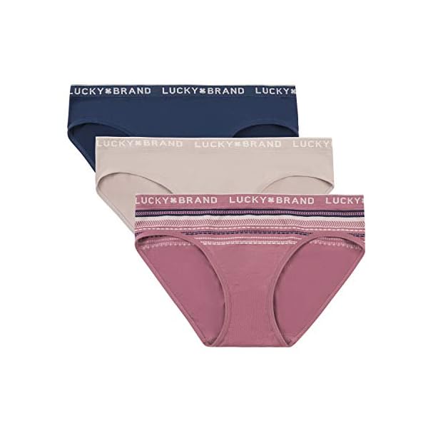 Lucky-Brand-Womens-Microfiber-Bikini-Panties-Multi-Pack Lucky Brand Women's Microfiber Bikini Panties Multi-Pack, (3-Pack) Blue Iris/Sphinx/Jacquard Chevron, Large