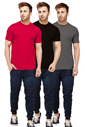 Image of Solid Men Half Sleeve Round Neck T-Shirt (Pack of 3)