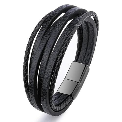 Bracelet cuir véritable tressé pour homme au style punk rock unique