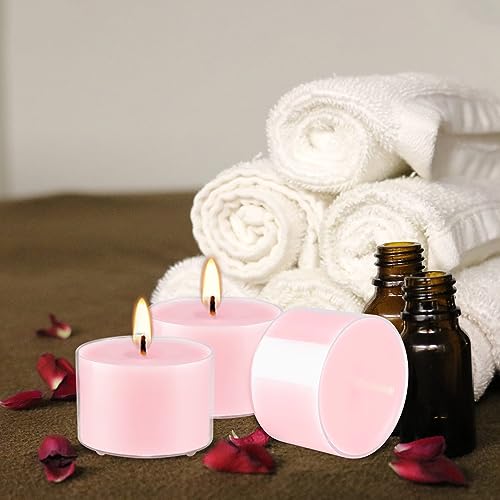 Rose Scented Candle Tealight Candles in Clear Cup, 8 Hours Consistent Smkless Clean Burning, Great for Valentine's Day Holiday, Wedding, Spa, Emergency and Home Decoration(Pink,50 Pack) - Image 6